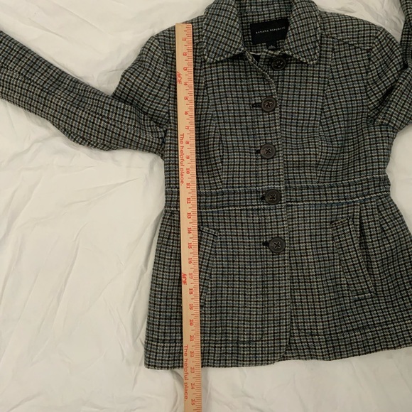 Banana Republic Womens Sz 6 Linen Wool Blend Blazer Houndstooth 
Brown Blue Tan - Picture 14 of 15
